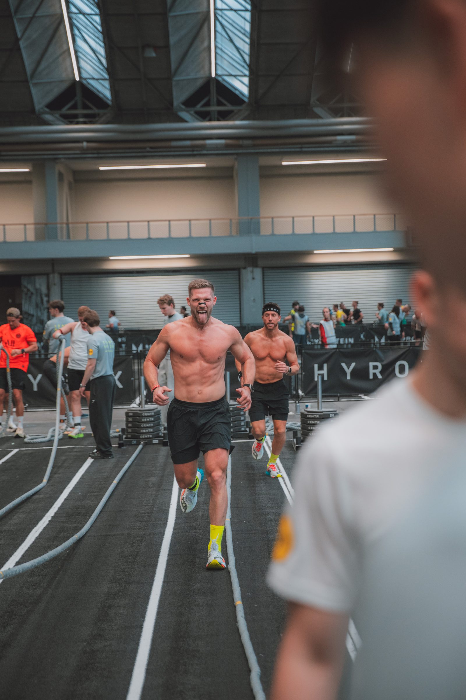 Running the lap with everything showing on his face.